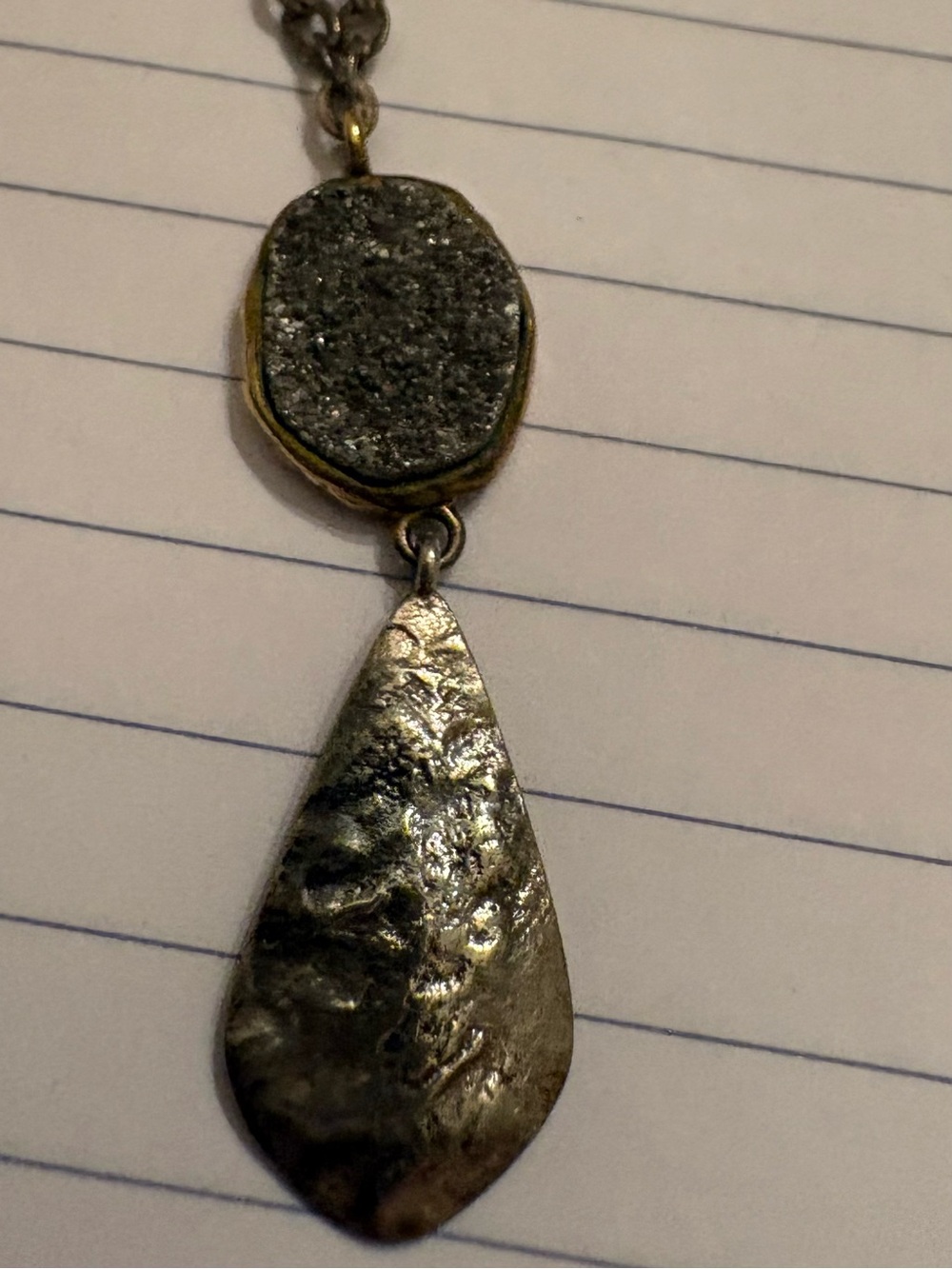 Silpada Glisten Up Druzy Silver Textured Teardrop Pendant Necklace